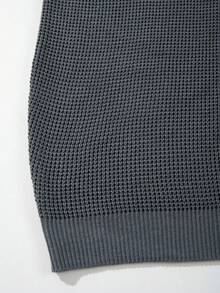 GRKC Men's Unisex Round Neck Knit Short Sleeve Slim Fit Casual Versatile Commute Spring Summer Top - Grey - View 8