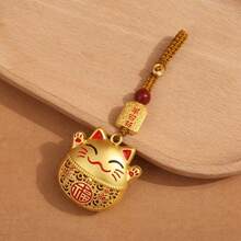 1個招財貓鑰匙圈，招財貓風水吊飾，鍍金招財貓吊墜，適用於汽車後視鏡、手機、包包，財富與好運裝飾，完美禮物 - 幸運貓 - 查看 5