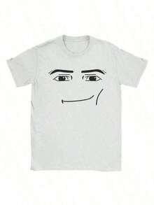 Anime Robot Robloxs Face T-Shirts, Funny Shirt ,Graphic Tees ,Crew Neck Short Sleeve T Shirts ,Women Clothing ,Harajuku T Shirts, Tee ,Summer Tops - 黑色 - 查看 1