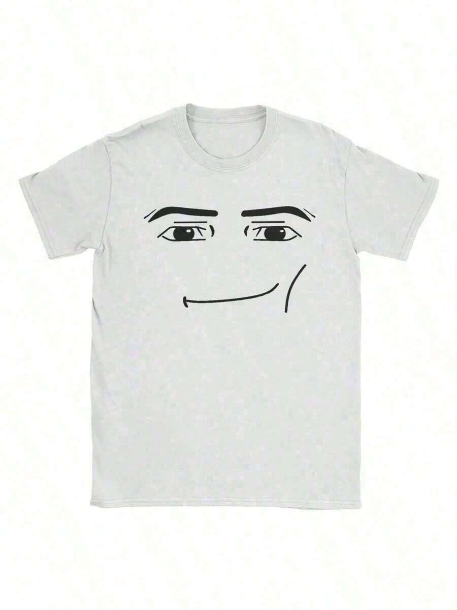 Anime Robot Robloxs Face T-Shirts, Funny Shirt ,Graphic Tees ,Crew Neck Short Sleeve T Shirts ,Women Clothing ,Harajuku T Shirts, Tee ,Summer Tops - 黑色 - 查看 1