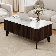 Lazyspace Tavolino regolabile in altezza, tavolino con vano contenitore, tavolino laterale, tavolino basso da soggiorno, stile scandinavo, colore legno naturale, 105 x 32 x 42 cm - Noce - Visualizzare 6