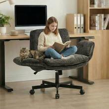 Swivel Office Chair With Casters, Height Adjustable, With Folding Armrests, Supporting Up To 150 Kg, White. - Black - View 7