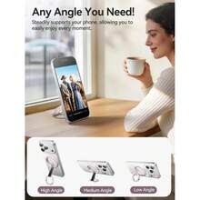 Double-Sided Magnetic Phone Ring Holder Compatible With MagSafe, N52 Strong Magnet Grip & Foldable Kickstand For Gym Rack, Fridg - 紫色 - 查看 4