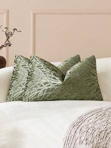 1 buah/2 buah Sarung Bantal Dekoratif Beludru Motif Karang Hijau Zaitun, Sarung Bantal Mewah Bertekstur dengan Desain Tanaman untuk Hotel, Kafe, Dekorasi Rumah, Ruang Tamu, Sofa, Tempat Tidur, Pesta, Hadiah, Cocok untuk Musim Semi, Musim Panas, Musim Gugur, Musim Dingin - Olive Green - View 15