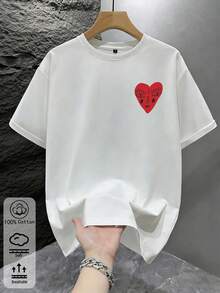 Heart Wave Pattern, Summer Men's Fitted T-Shirt, Vacation Travel Beach, Daily Gathering - White - View 2