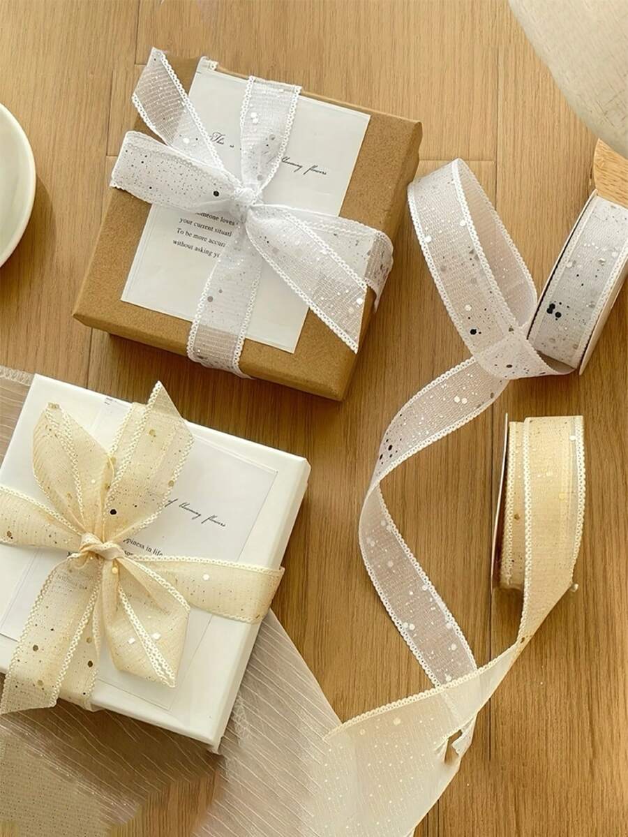 Glitter Gift Ribbon, Suitable For Birthday, Wedding, Christmas, Valentine's Day, Durable Polyester Long Ribbon, No Burrs, Used For Gift Wrapping And Floral Arrangement, Luxury Birthday Party Decoration Shiny Decorative Ribbon - Multicolor - View 1