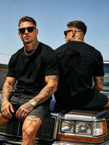 Simple Printed T-Shirt For Men, Casual Top With A Round Neck, Suitable For Everyday Commuting And As A Street Style Accessory. - Black - View 6