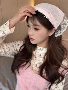 1pc Women's Casual Blue Plaid Headscarf Scarf, Fresh Summer Style Hair Accessory Autumn Headband Headband Headpiece, Soft Headband, Suitable As Gift, Winter Vacation Clothing - Blue - View 6
