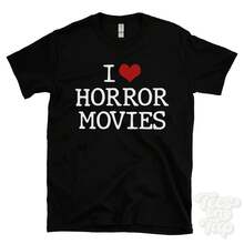 ICH LIEBE HORRORFILME T-SHIRT Herz Filmgenres Gruselthiler Suspense Schauspieler - Schwarz - Übersicht 1