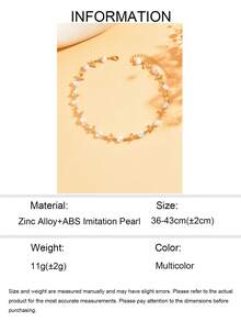 1 pieza Collar de perlas con diseño geométrico asimétrico personalizado, gargantilla de patchwork de mariposa asimétrica estilo Ins, joyería de cuello de moda para mujer adecuada para uso diario, citas, fiestas y vacaciones - multicolor - Ver 5
