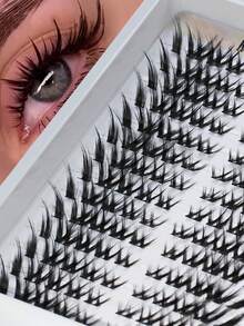 Large False Eyelashes C Curl Individual 7-18mm Single Cluster DIY Fox Style High Volume 140pcs Dense Suitable For Beginners - View 2