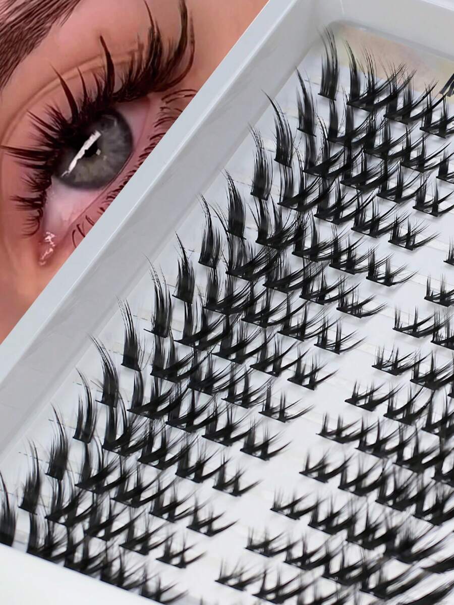 Large False Eyelashes C Curl Individual 7-18mm Single Cluster DIY Fox Style High Volume 140pcs Dense Suitable For Beginners