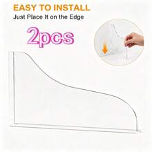 2 Pieces Of Transparent Acrylic Bathtub Splash Guard, Self-Adhesive Non Drilling Waterproof Barrier For Bathroom And Kitchen Sinks, Leak Proof Waterproof Tape, Keep The Floor Dry And Clean, Suitable For Showers, Sinks, And Countertops - White - View 2
