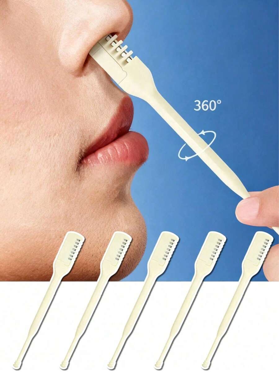 10/5/3/1件装便携式360°旋转温和无痛鼻毛修剪器套装，360度鼻毛去除工具，男女通用柔软清洁刷，精准美容肌肤/面部毛发去除工具