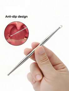 2 Pieces Of Stainless Steel Tongue Coating Cleaner And Tonsillolith Removal Tool, With Anti-Slip Handle, Portable Design, Comfortable Grip Handle, Durable Equipment, Ergonomic Handlex, Tongue Scraper, Teeth Cleaning Tool, Travel Toothbrush - Multicolor - View 1