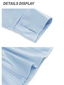 TACVASEN - Camisas de senderismo con protección solar UPF 50+ con cierre completa protección solar de secado rápido con bolsillos rendimiento al aire última intervensión para correr - Azul - Ver 7