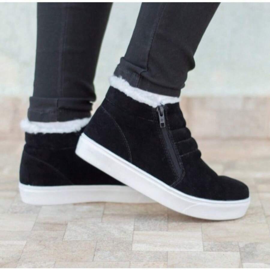 Women's Faux Fur Ankle Boot With Plush Lining - 黑色 - 查看 1