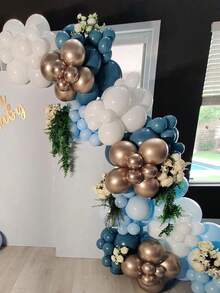 150pcs/Set Lengkungan Balon Lateks, Rangkaian Balon Dekoratif Warna Campuran Modern, Cocok untuk Pesta - Set Emas Biru - View 9