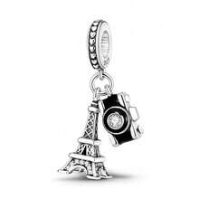 1 Piece Of S925 Sterling Silver Travel-Themed Bead Featuring An Original Design Of A Hot Air Balloon, Eiffel Tower, And Cruise Ship; An Enamel Pendant With Diamond Accents; Suitable For Bracelets And Necklaces; A Global-Themed Souvenir Accessory For Crafting; Captures Travel Memories; Perfect For DIY Projects And Everyday Wear - Multicolor - View 13