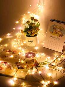 1pc 1/2/3/5/10M Indoor Decorative LED Copper Wire Light, Battery Powered – Bendable & DIY Shapeable String Light For Home Decor, Party Decor, Holiday Decor, Wedding Decor, Outdoor Garden, Camping – String Light For Room/House Decor - Yellow - View 10