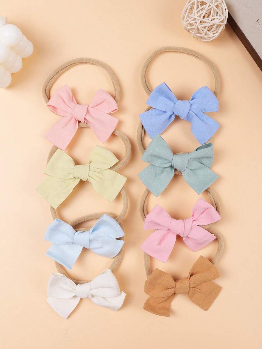 8pcs Girls Hair Accessories Set, Bow Hairbands, Sweet And Cute Hair Accessories, Suitable For Daily Use, Card Is For Photo Props, No Props Included In Shipment - Multicolor - View 1