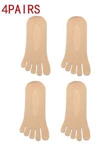 4 Pairs Men's Ultra-Thin Solid Color Five-Toe No-Show Socks, Toe Separator Short Socks, Odor-Resistant, Moisture-Wicking, Breathable, Suitable For Warm And Hot Weather - Multicolor - View 15