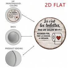 1/2pcs Round Vintage Bathroom Metal Tin Sign, French Humorous Quote "Ici Cest Les Toilettes", Toilet/Bathroom/WC Wall Decor Art, Rustic Vintage Home Wall Sticker Gift - 1 Set - View 7