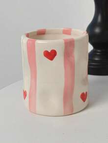 1pc Vintage Striped Ceramic Storage Jar, Multifunctional Kitchen Utensil Holder & Makeup Brush Organizer, Kitchen & Desk Aesthetic Home Decor - Multicolor - View 17