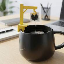 1個創意迷你起重機造型茶包架，可重複使用杯緣防掉茶包掛鉤，居家與辦公室茶包固定夾，適用於(3-5mm厚杯子)輕鬆掛茶包，讓茶包均勻浸泡，實用小工具，送給茶愛好者的絕佳禮物 - 彩色 - 查看 4