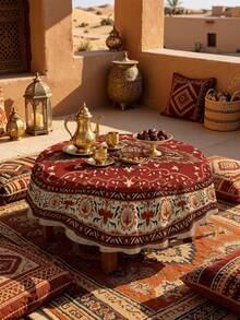 1/2pcs Tablecloth, Vintage Floral Pattern Polyester Fabric Tablecloth Red Background Chinese Style Decorative Fabric Suitable For Round Square Dining Tables Kitchen Restaurant Coffee Table Picnic Camping Country Farmhouse Tabletop Protection Holiday Atmosphere Decoration Multi-Scene Use Tabletop Decor First Choice - Multicolor - View 18