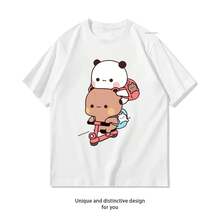 Maglietta Bubu And Dudu sullo scooter per donne e uomini, magliette casual in cotone stampate, streetwear per adulti, camicie tee abbigliamento uomo - nero - Visualizzare 1