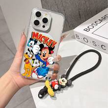 This Disney Mickey Mouse Pattern Lanyard Phone Case Features A Strong Magnetic Closure And Full Coverage Of Acrylic And TPU Material. It's Shockproof, Lightweight, And Suitable For IPhone17/16/11/13/15/15 Plus/15 Pro/15 Pro Max/12/14 Pro Max/11 Pro Max/12 Pro/12 Pro Max/13. It's A Popular Birthday Gift, Business Gift, Durable, Stain-Resistant, And Fingerprint-Resistant New Phone Case For Men And Women. It Also Includes A Mickey Mouse Phone Case And Mickey Mouse Doll Bracelet. Compatible With SamsungGalaxy S20, S21, S22, S23, And S24 Series. It's The Perfect Gift For Friends And Family. This Stylish Phone Case Is Fun, Lightweight, And Durable. IPhone17 Pro Max Phone Case, Minnie Phone Case. - màu đen - Xem 8