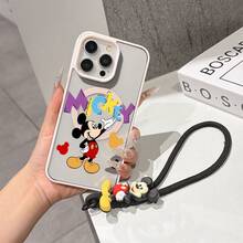 This Disney Mickey Mouse Pattern Lanyard Phone Case Features A Strong Magnetic Closure And Full Coverage Of Acrylic And TPU Material. It's Shockproof, Lightweight, And Suitable For IPhone17/16/11/13/15/15 Plus/15 Pro/15 Pro Max/12/14 Pro Max/11 Pro Max/12 Pro/12 Pro Max/13. It's A Popular Birthday Gift, Business Gift, Durable, Stain-Resistant, And Fingerprint-Resistant New Phone Case For Men And Women. It Also Includes A Mickey Mouse Phone Case And Mickey Mouse Doll Bracelet. Compatible With SamsungGalaxy S20, S21, S22, S23, And S24 Series. It's The Perfect Gift For Friends And Family. This Stylish Phone Case Is Fun, Lightweight, And Durable. IPhone17 Pro Max Phone Case, Minnie Phone Case. - Pink - View 2