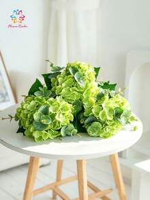 1 Bouquet 35cm/13.78in Latex Real Touch Artificial Hydrangea Bouquet, Faux Hydrangea Flowers With Eucalyptus Leaves, Fake Floral Arrangement For Home Decor, Wedding Decoration, Table Centerpiece, Living Room, Bedroom, Office, Party, Spring Decor, Festival Decoration - Multicolor - View 4