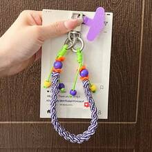 1pc Dopamine Colorful Phone Wrist Strap Chain For Women, Exquisite Premium Phone Case Back Clip Pad, New Style Phone Chain Pendant Strap With Anti-Theft Metal Buckle, Durable Anti-Loss Safety Wrist Rope Charm - Multicolor - View 9