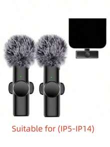Wireless Lavalier Microphone For Smartphones, Type-C Interface, Plug And Play, 2.4G Ultra-Low Latency, Built-In Noise Reduction Chip, Suitable For Video Recording, Interviews, Podcasts, Vlogs, 50mAh Rechargeable Battery - Black - View 13