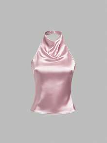 de tirantes elegante y sexy con espalda descubierta y lazo para el verano - Rosa - Ver 1