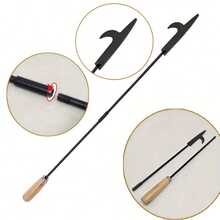 Heavy Duty Wrought Iron Fire Pit Tool With Wooden Handle And Hook, Suitable For Campfire, Fireplace, Indoor And Outdoor Use - B - View 11
