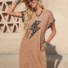 ghadjgyjad  Vestido corto casual de mujer con estampado de lunares, verano - Marrón - Ver 11