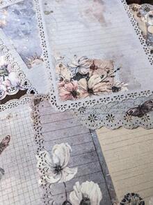 1 Pack 10 Sheets Vintage Botanical Floral Letter Paper With Hollow Border Decorative Background Material Paper - BQ984 - View 6