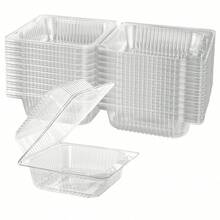 Caja de plástico rectangular transparente desechable con tapa, envase de embalaje para repostería, pasteles, rollos suizos, mochi y ensaladas de verduras - transparente - Ver 9