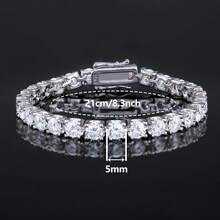 emejewe 1件D色VVS1净度莫桑石网球手链，925纯银镀铂金，附GRA证书，男女皆宜 - 白色 - 查看 29