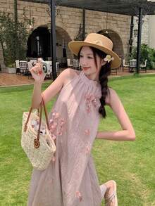 Women Long Dresses - Pink - View 9