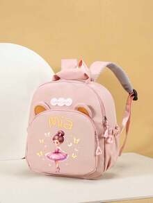 1pc Mini Back To School Personalized Bear Backpack, Versatile Casual Ballet Cartoon Girl Butterfly Print, Zipper Closure, Nylon Material, Adjustable Shoulder Strap, Hand-Carry, Suitable For School, Shopping, Daily Outings, Birthday Gift - Multicolor - View 9