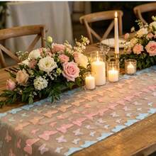 1pc Rainbow Butterfly Pattern Table Runner, Delicate And Soft Texture, Perfect For Romantic Dinner, Wedding, Birthday Party And Shower Party Decoration, A Subtle Aesthetic As Wedding Table Decor - Black - View 1