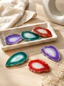 Exquisite Red, Green, Purple Agate Slice Set (With Gift Box) - Authentic Healing Stones For Chakra Balancing, Reiki Therapy And Positive Energy. Unique Birthday And Holiday Gift For Gemstone Collectors, Stunning Desktop Decor - Multicolor - View 1