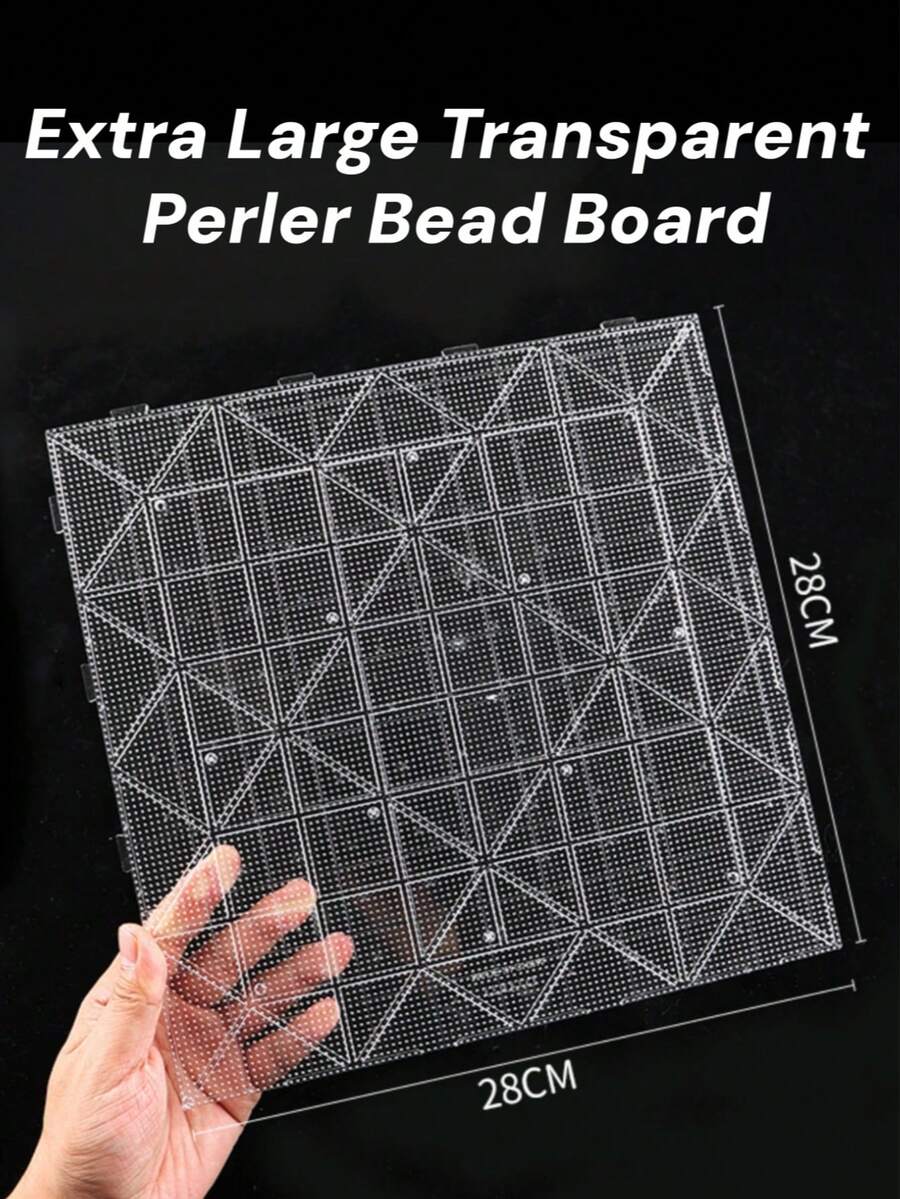 1/2/4件大尺寸104孔方形透明白色Perler珠模板板附刻度，52孔熔珠板，適用2.6mm熔珠，亮片熱轉印紙可打造閃亮漸層效果，熔珠DIY工具組，熔珠珠寶手工材料，生日禮物與節日派對小禮，萬聖節禮物