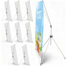 Roll Up Banners8 Pcs X Banner Stand Adjustable Fit 23 X 63 To 32 X 78 Inch X Frame Banner Stand For Stores Tradeshow Restaurant Event Birthday Party Outdoor Activities Booth Display - Gray - View 8