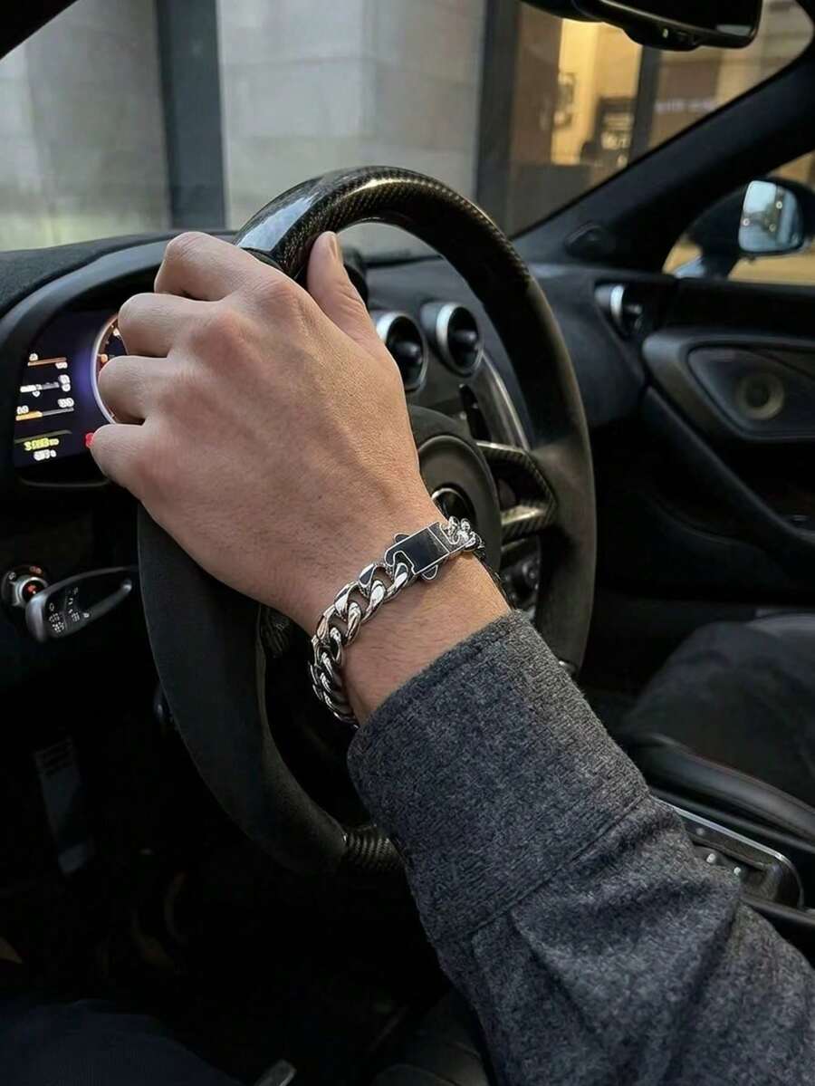 Gelang Rantai Kuba Stainless Steel Lebar 7mm untuk Pria, Panjang 7,1 Inci/7,5 Inci/7,9 Inci, Hadiah Perhiasan untuk Pria di Hari Paskah - MultiWarna - View 1