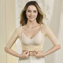 Women's All-Season Nylon U-Shaped Bust Support Adjustable Hook-And-Eye Design Mid-Sleeve Arm Warmers Suitable For Daily Wear - Beige - View 7